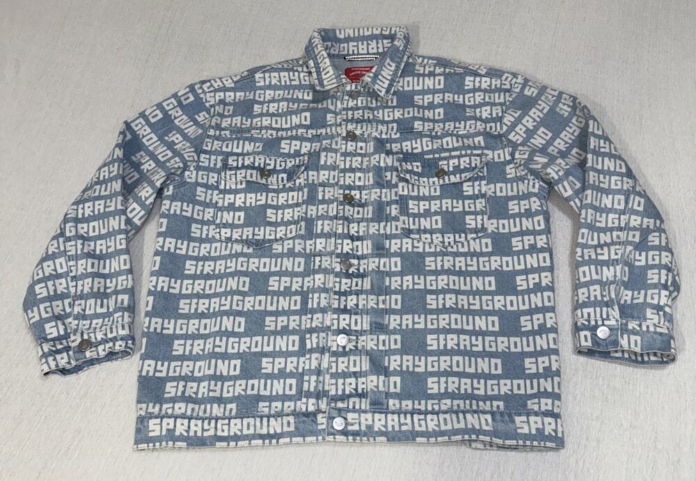 Sprayground Light Blue & White Script Limited Edition Denim jacket XL EUC